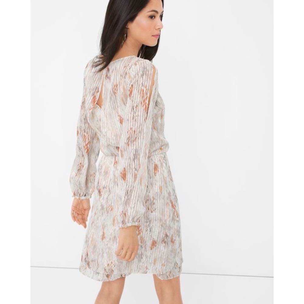 White House Black Market LS Frozen Geo Boho Dress